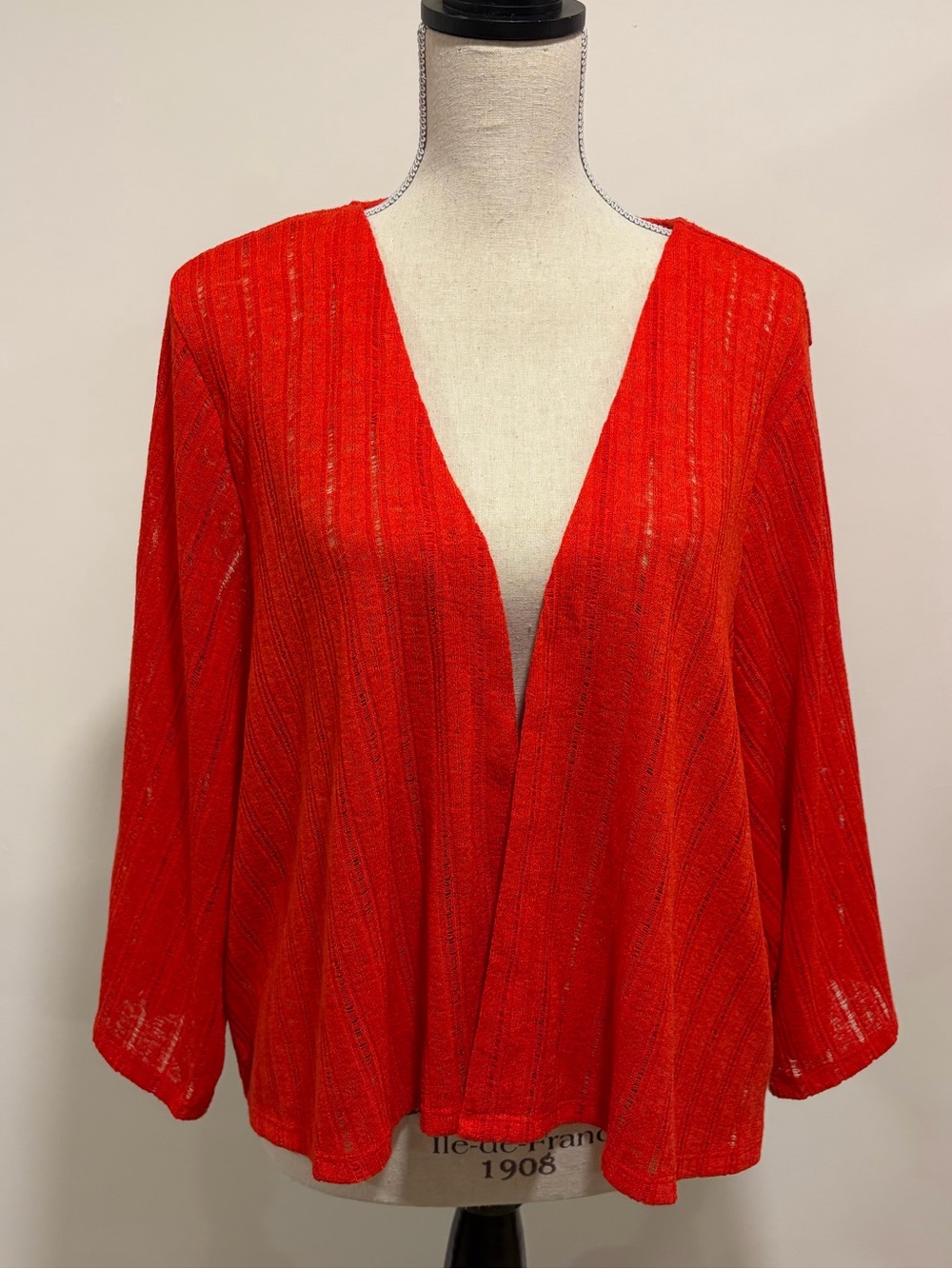 Penningtons Red Lightweight Semi Sheer Open Front Cropped Cardigan